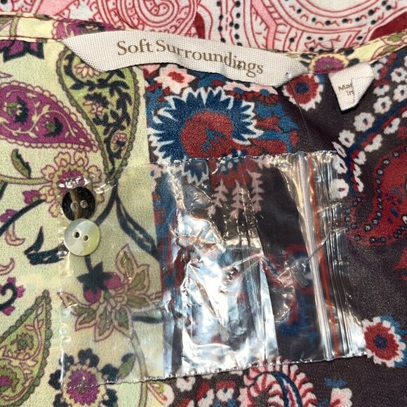 SOFT SURROUNDINGS LANGDON Paisley Patchwork Blouse Shirt Tie Front - NWT - PL - Picture 11 of 13